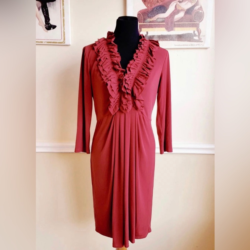 Vintage Ruffled Maroon Retro Dress
